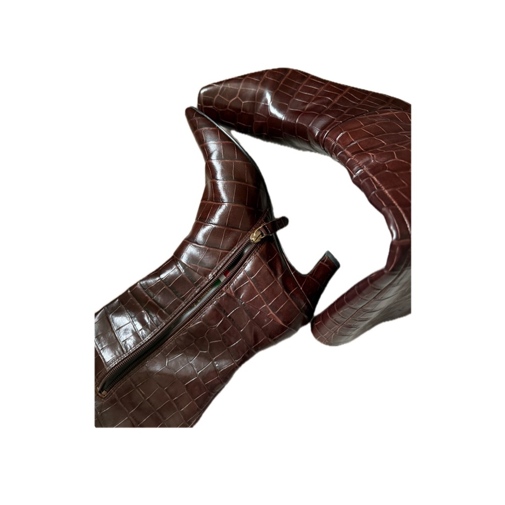 SARTO | Nordstrom Rack Elegant Brown Crocodile Pattern Knee-High Boots - Picture 2 of 3